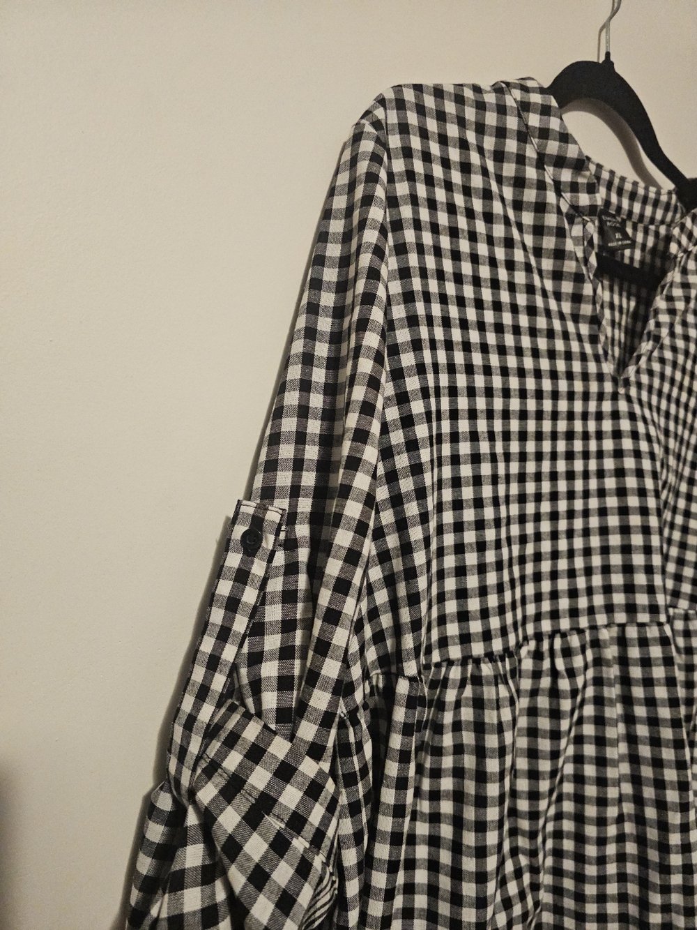 EMERY ROSE Gingham Print Notched Roll Tab Sleeve Dress XL - Picture 5 of 7